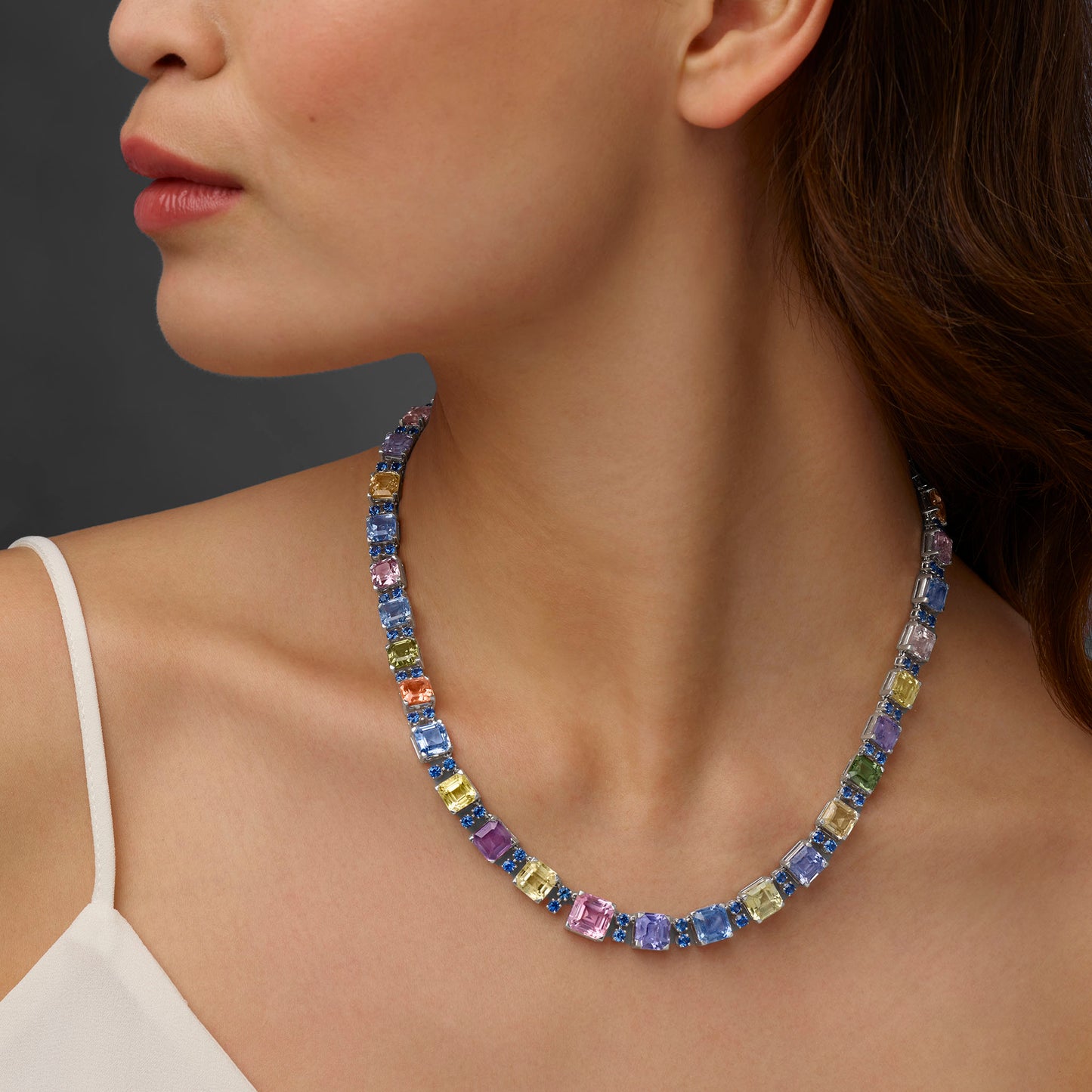 Macklowe Gallery Oscar Heyman Multi-color Sapphire Necklace