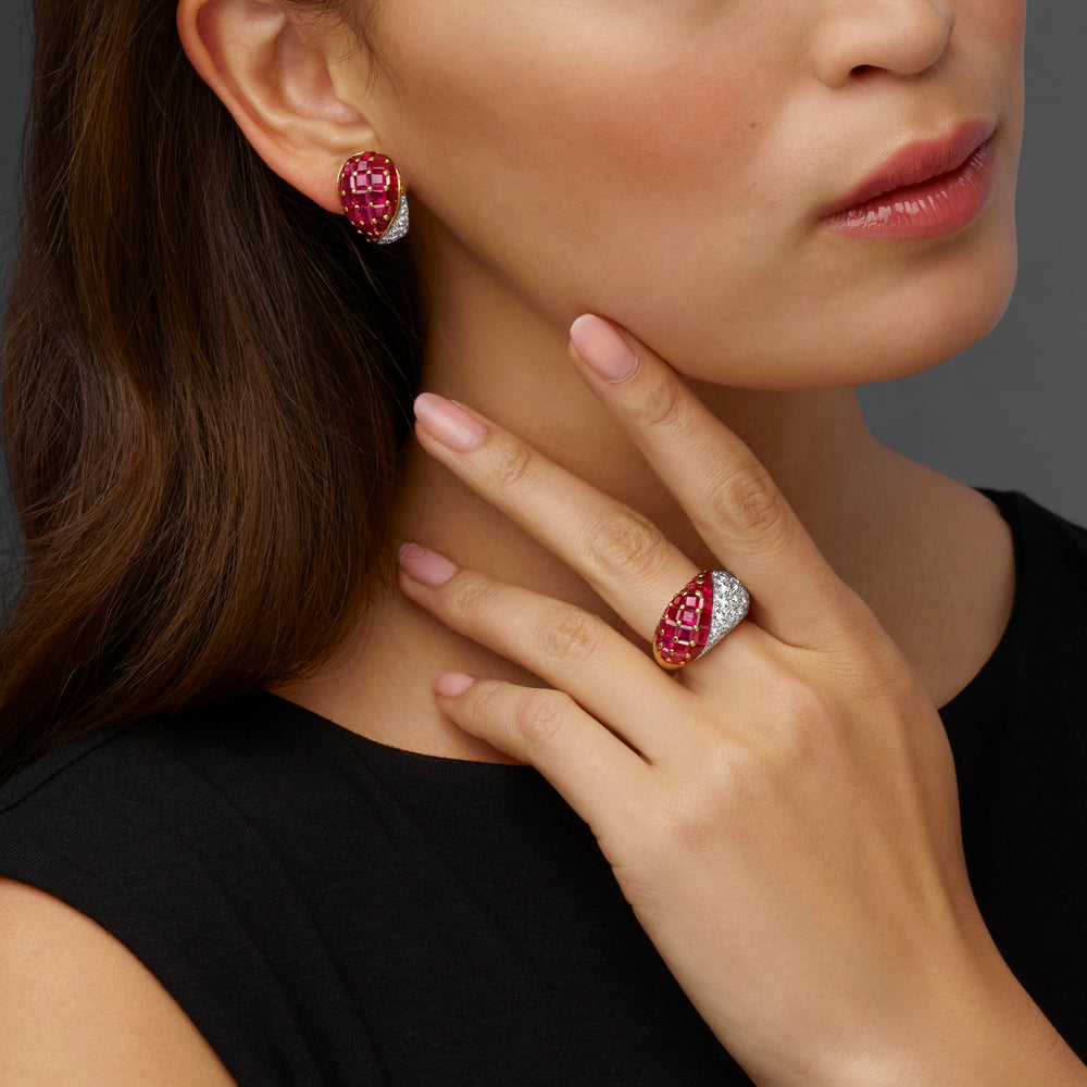 Macklowe Gallery Oscar Heyman Mid-Century Ruby and Diamond Suite