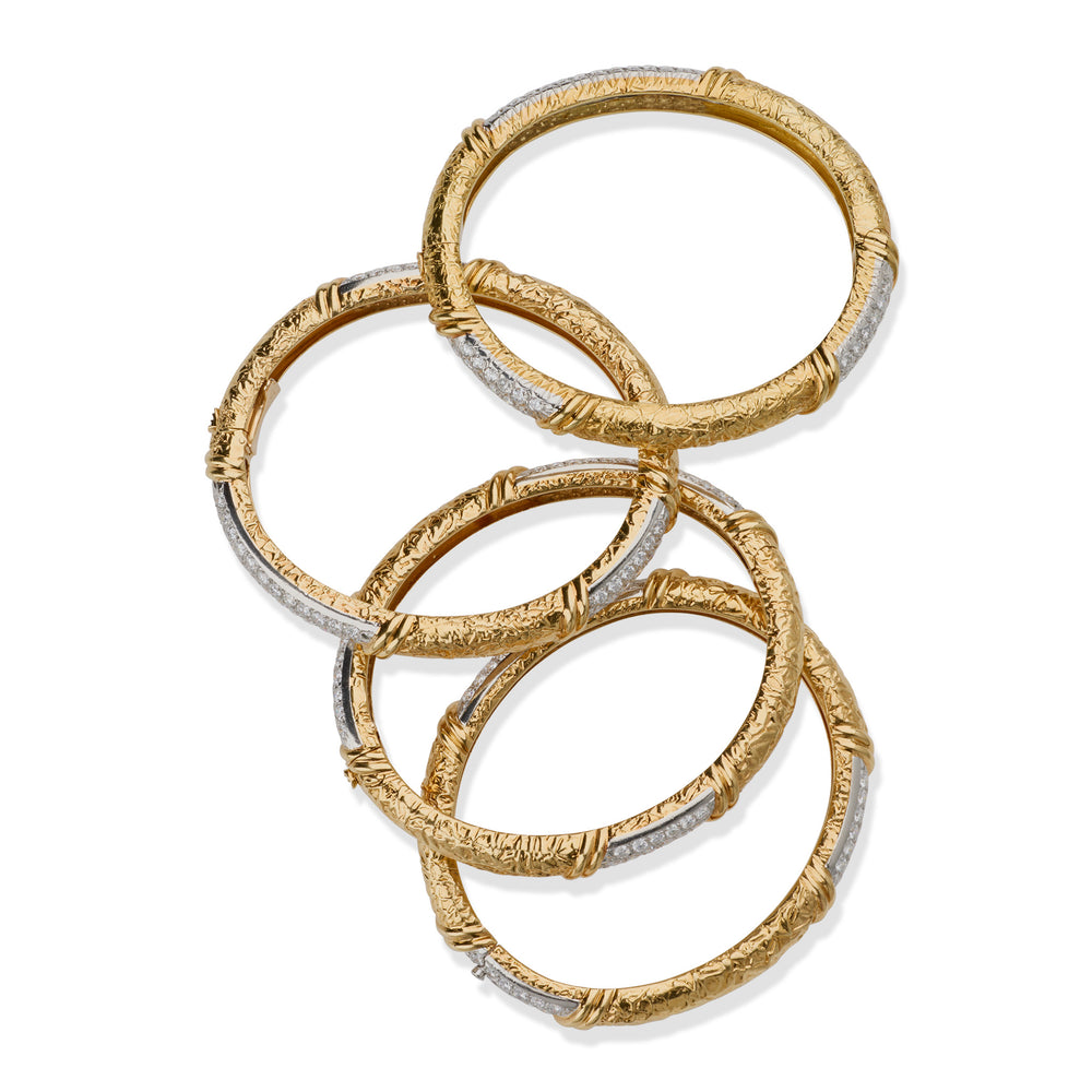 
                      
                        Macklowe Gallery Four 1970s Van Cleef & Arpels Diamond Bangle Bracelets
                      
                    