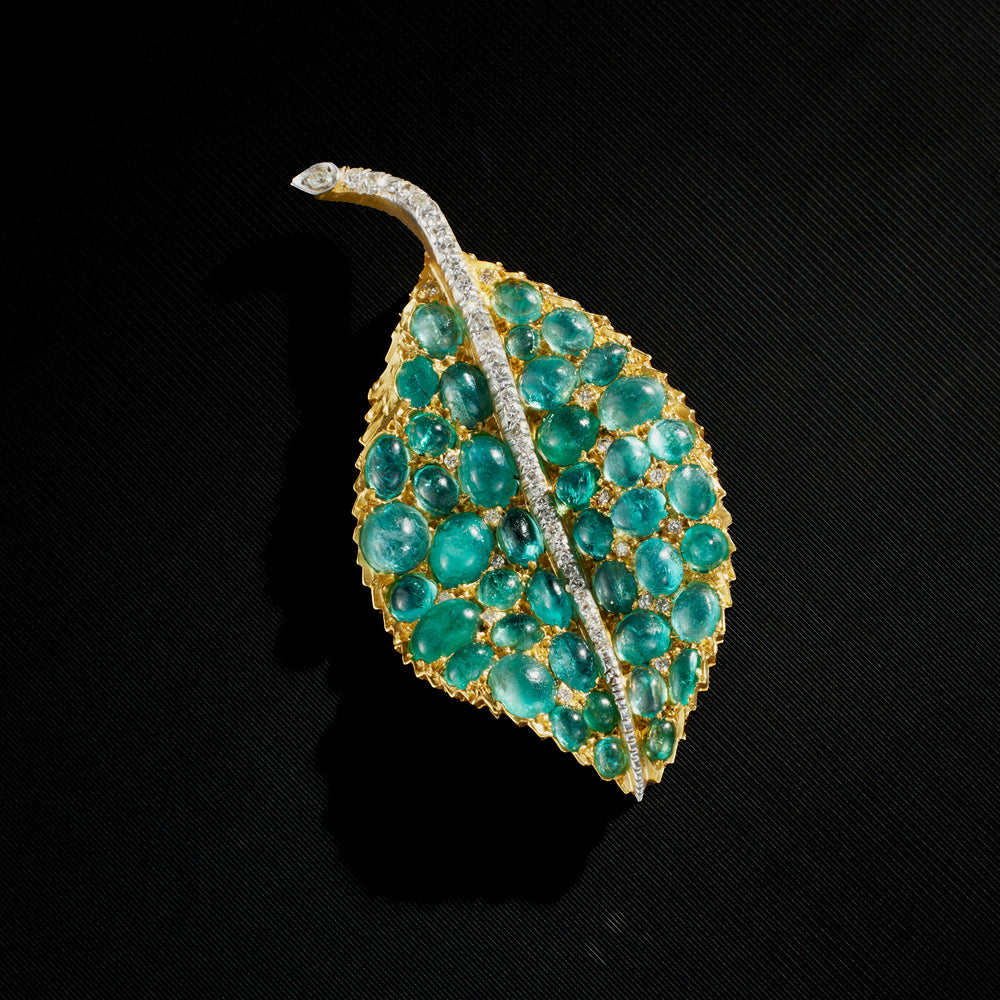 
                      
                        Macklowe Gallery Mario Buccellati Emerald Leaf Brooch
                      
                    