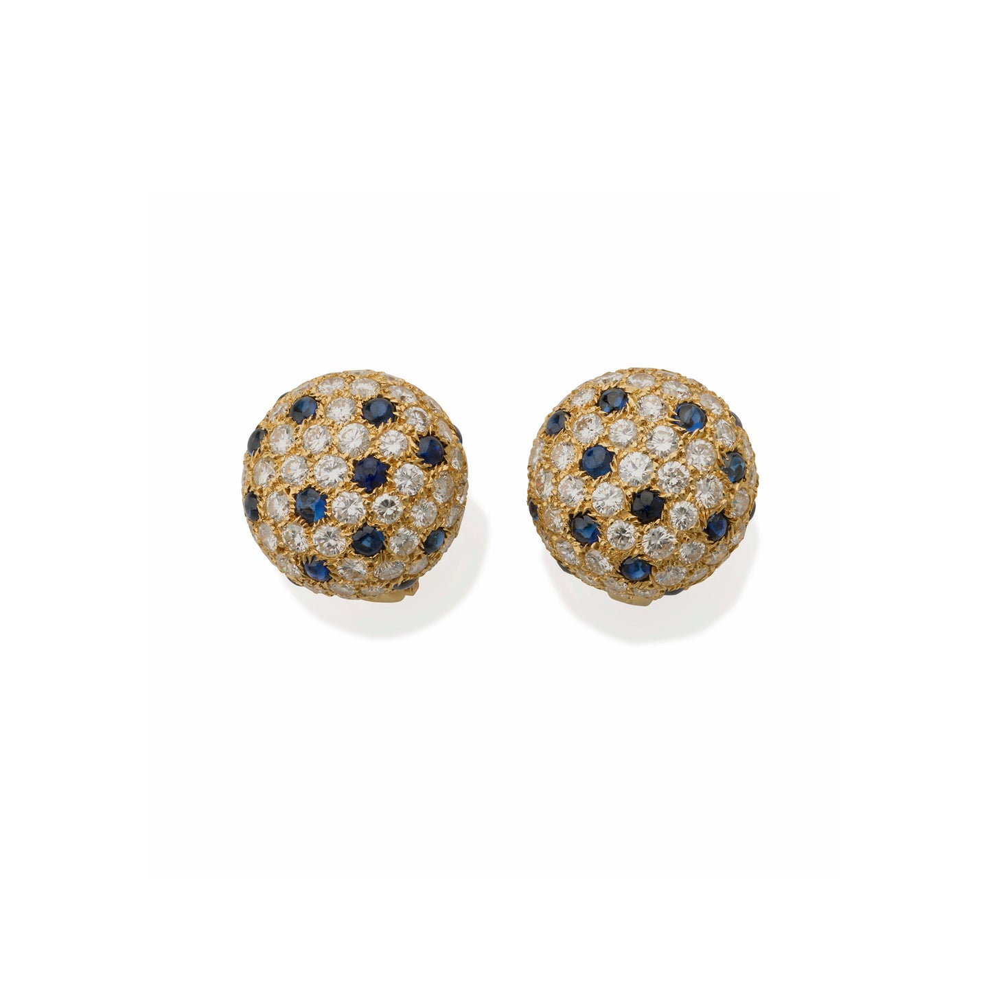 Macklowe Gallery Cartier Paris Sapphire and Diamond Dome Clip Earrings