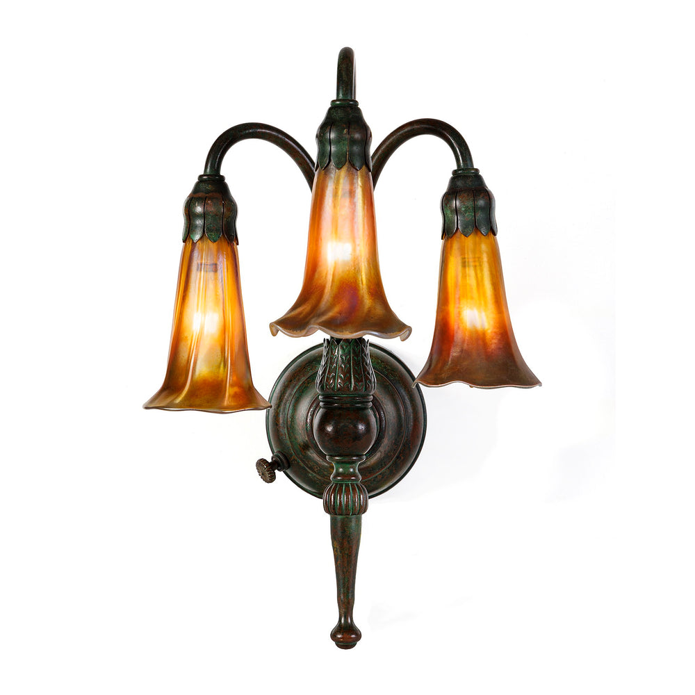 
                      
                        Macklowe Gallery Tiffany Studios New York Pair of "Three-Light Lily" Sconces. 
                      
                    