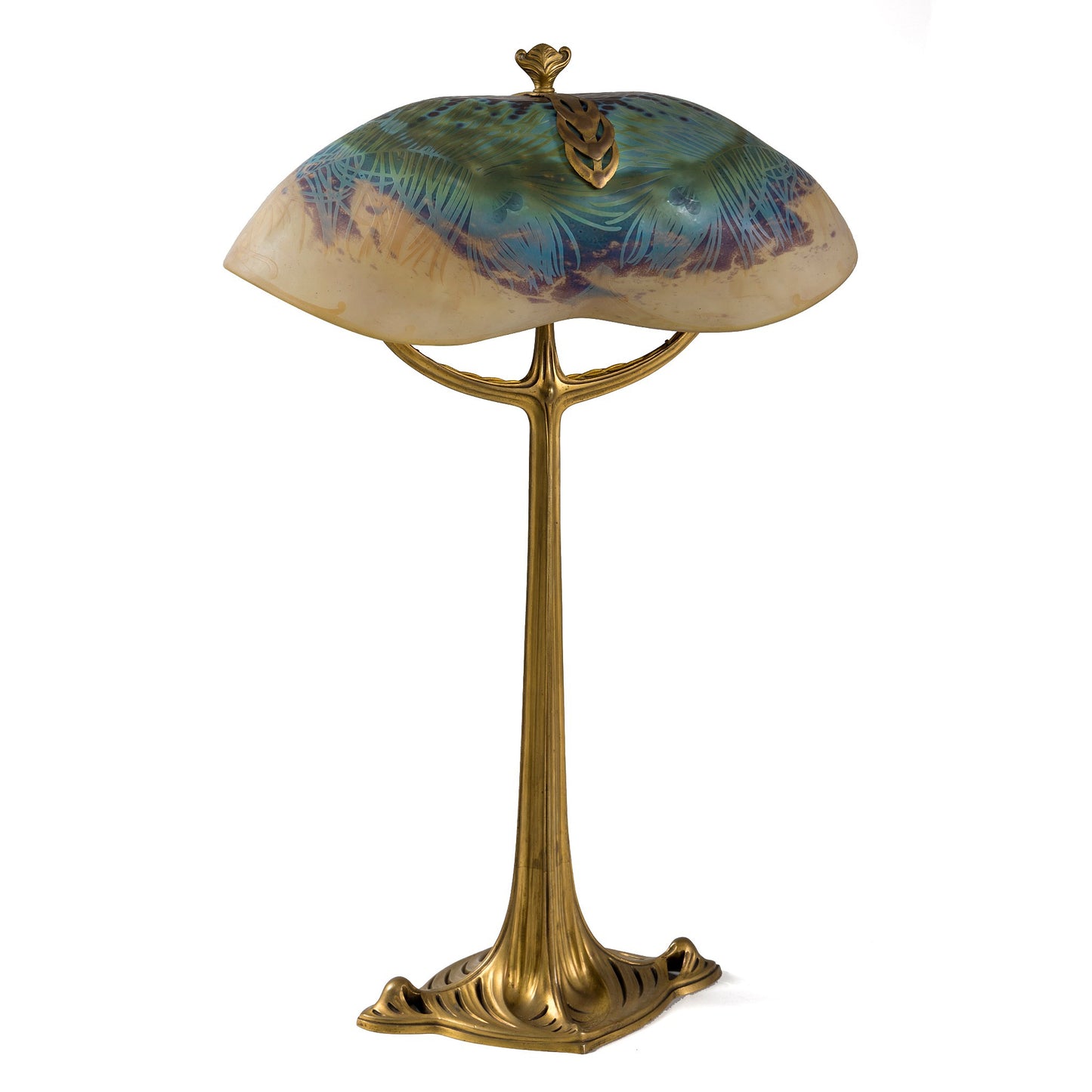Macklowe Gallery Louis Majorelle Daum Nancy "Peacock Feather" Table Lamp