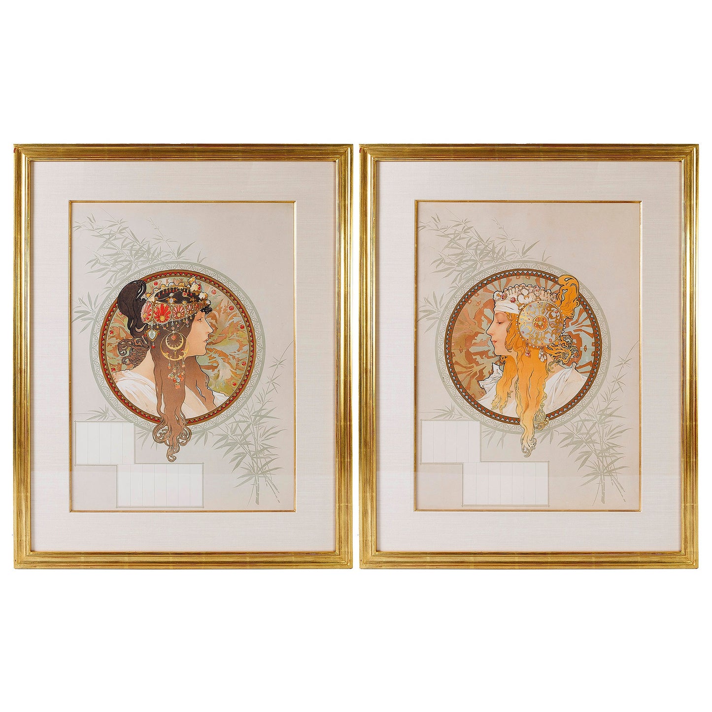 Macklowe Gallery Alphonse Mucha Pair of "Byzantine Heads" Lithographs