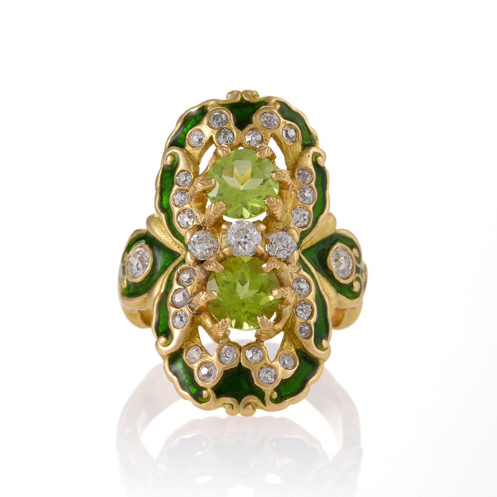 Macklowe Gallery Marcus & Co. Double Peridot and Diamond Ring